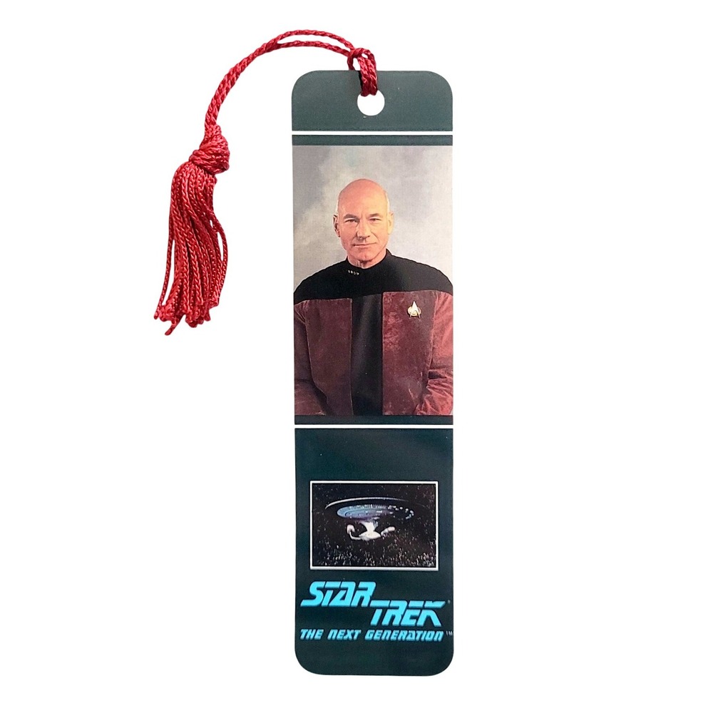Vintage 90s Star Trek Jean-Luc Picard Bookmark - Next Gen - 1991, Antioch H-1568